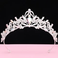 Detailed view of luxury baroque bridal crown with iridescent pear-cut diamond and crystals - No.1 Silver (AB Stone)