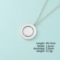 Silver stainless steel double geometric disc necklace with rotatable inner layer - Silver