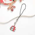 Detail of red and green enamel Christmas gift box charm with metal lobster clasp - Gift Box / Silver