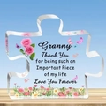 Acrylic puzzle block gift for Granny with colorful floral and butterfly printed design - Granny Style (Q20)