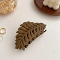 Matte brown leaf-shaped hair claw clip with cutout vein design for thick hair - Hollow Leaf / Coffee (Leaf Style)