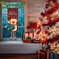 Christmas hanging banner featuring red buffalo plaid with reindeer and Merry Christmas message - Reindeer / Red/Black Plaid