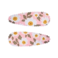 Barrettes à cheveux roses à imprimé marguerites pour filles avec tissu floral brodé - Pince Goutte à Bord Festonné (Lot de 2) / Fleurs Marguerite Blanc Rose