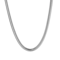Collar de cadena de serpiente plateado minimalista con acabado metálico brillante - Oro Blanco (DDP213)