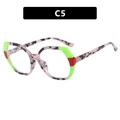 C5 variant: Geometric polygon TR90 glasses frame with pink marble texture and color blocking - Pink Black Marble Patchwork-C5