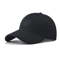 Classic black cotton baseball cap with minimalist tonal embroidery and a curved brim - Three Rows of Small Letters / Black