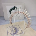 Corona artesanal de cristales naturales blancos y alambre metálico fino - Blanco Chapado + Alambre de Oro Rosa Diadema de Plata