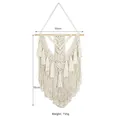 Handwoven beige macrame wall hanging with geometric tassels, 55cm wide x 70cm long - Force of Life Tapestry