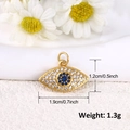 Gold-plated evil eye pendant with blue zircon stones, 1.2cm x 1.9cm jewelry charm - A0267-Blue Gem Eye