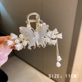 Pince à cheveux papillon dorée de 11cm avec muguet, glands et perles élégantes - 104# Papillon en Strass