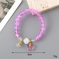 Elegant purple crystal beaded bracelet with butterfly pendant and gold accents - Purple Crackle Bead + Purple Butterfly (K3329)