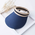 Cappello parasole in rafia blu navy da donna con dettaglio fascia a righe - Stile di base / Blu navy