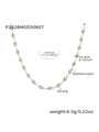 Golden stainless steel necklace featuring teal blue evil eye beads in an oval shape - Simple Green Enamel Gold-Tone Necklace (45+5cm) / Green