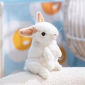 Peluche di coniglio bianco in piedi con morbida pelliccia e orecchie interne arancioni - 19cm / Bianco
