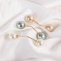 Elegant gold double-headed pearl brooches in white, grey, and champagne on silk - No. 12 Arched Two-Pearl 3-Piece Set