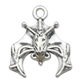 Antique silver alloy bat charm pendant for DIY jewelry making with metallic texture - 1pc Small Bat 17x20mm (Antique Silver)