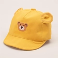 Yellow baby baseball cap with cute bear embroidery and 3D ears for boys and girls - One Size / Yellow