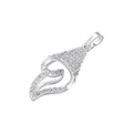 Macro detail of heart-shaped silver pendant inlaid with sparkling crystals on white background - VD1596 Shell with Zirconia / White Gold