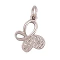 Silver butterfly charm pendant with hollow wings and sparkling cubic zirconia stones - Hollow Butterfly-White Gold