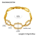 Gold plated stainless steel geometric ferris wheel bracelet with full zircon inlays - 5A Zirconia Pave Link Style / 16+5cm / Gold