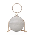 Borsa da sera sferica argento con manico dorato con strass e tracolla a catena - Argento