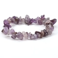 Natural purple amethyst irregular stone elastic chip bracelet on a white background - Purple Crystal