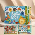 Kids educational busy book featuring interactive time and weather learning puzzles - Small Busy Book (Early Learning Theme)