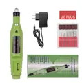 Kit trapano elettrico per unghie verde con adattatore e punte abrasivi metalliche intercambiabili - A016-11 Verde Spina US In Scatola