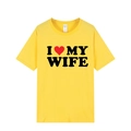 Yellow round neck cotton T-shirt featuring bold I Love My Wife graphic print - Yellow (I Love My Wife)