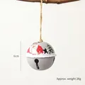 Gray matte iron Christmas bell ornament with Santa and tree patterns, 6cm size - Grey Santa Bell
