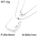 Silver snake chain necklace featuring a large clear rectangular crystal pendant, 20x18mm - Steel 20*18mm Transparent (KN292786-GC)