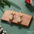 French style golden bow earrings with sparkling rhinestones and pearls on wood base - Gold Rhinestone Ball Dangle