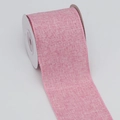 Pink faux linen textured ribbon roll with stitched edges for DIY crafts and decor - 6.3cm*5 Yards / Pink