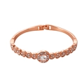 Rose gold heart bracelet with sparkling crystals and a central round stone ornament - Rose Gold