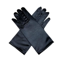 Elegantes guantes de noche de satén negro brillante para mujer con diseño cruzado chic - Negro