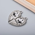 Silver panda heart pendant set with BEST FRIENDS engraving and sparkling rhinestones - Silver Panda