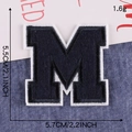 Navy blue chenille letter M patch with white border and towel embroidery for clothing - M / Navy Blue