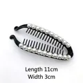Elegant black banana clip with pearls and rhinestones, dimensions 11cm by 3cm - Medium Slim