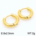 Polished 18K gold-plated 304 stainless steel hoop earrings size 8x2.5mm and 2g weight - 8*2.5mm Gold Ke113186-zz / A Pair Of [inner Diameters]