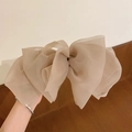 Elegant beige organza butterfly hair claw clip with a transparent airy texture - Milk Coffee