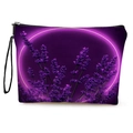 Florale Kosmetiktasche mit Lavendel-Print, schwarzem Reißverschluss und Handschlaufe - Stil 2 (Lavendelkreis)