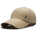 Quick-dry beige baseball cap with side S logo and wide brim for outdoor sun protection - Adjustable / Beige