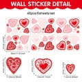 Watercolor heart window stickers set with 48 pieces of red and pink PVC wall decals - Hollow Lace Style (CT24Y12811T_T)