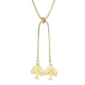 Golden Lariat Tree of Life necklace with adjustable snake chain and tassel pendants - Gold Color (KN202596-Z)