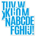 3 inch blue bold alphabet stickers set for mailboxes and cars on white background - Blue Letters A-Z/3 Sheets Set