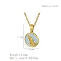 Gold stainless steel necklace with light blue enamel praying hands pendant charm - Blue