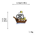Pirate ship embroidered patch with skull sails measuring 6.3cm width and 6.2cm height - GZ-2551