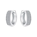 Créoles en argent poli serties de rangées de zircons cubiques scintillants - Boucles d'Oreilles Exquises Étincelantes 4074-SR