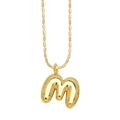 3D balloon initial M pendant necklace in gold finish with delicate bead chain - Letter M