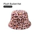 Winter Plüsch Anglerhut mit rosa Leopardenmuster, warmer Kunstpelz Fischerhut für Damen - 57-58cm (Verstellbar) / Leopard Rosa